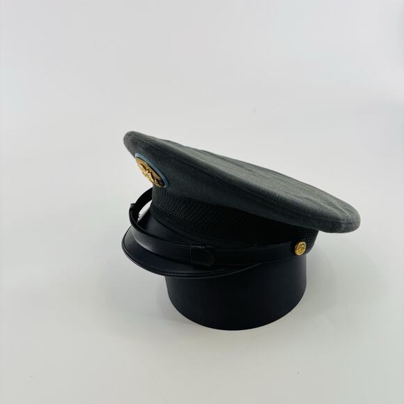 Vintage US Army Hat Cap Fitted Mens 7 3/8 Gray Wool Dress Uniform Military 60s - Picture 2 of 7